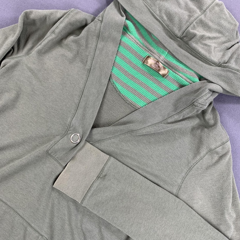 Old Navy‎ Hoodie Womens Large Green V Neck Button Perfect Fit Kangaroo Pocket